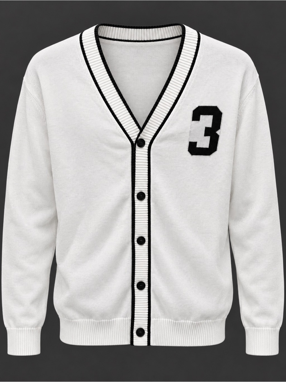 SHEIN White “3” Cardigan XL